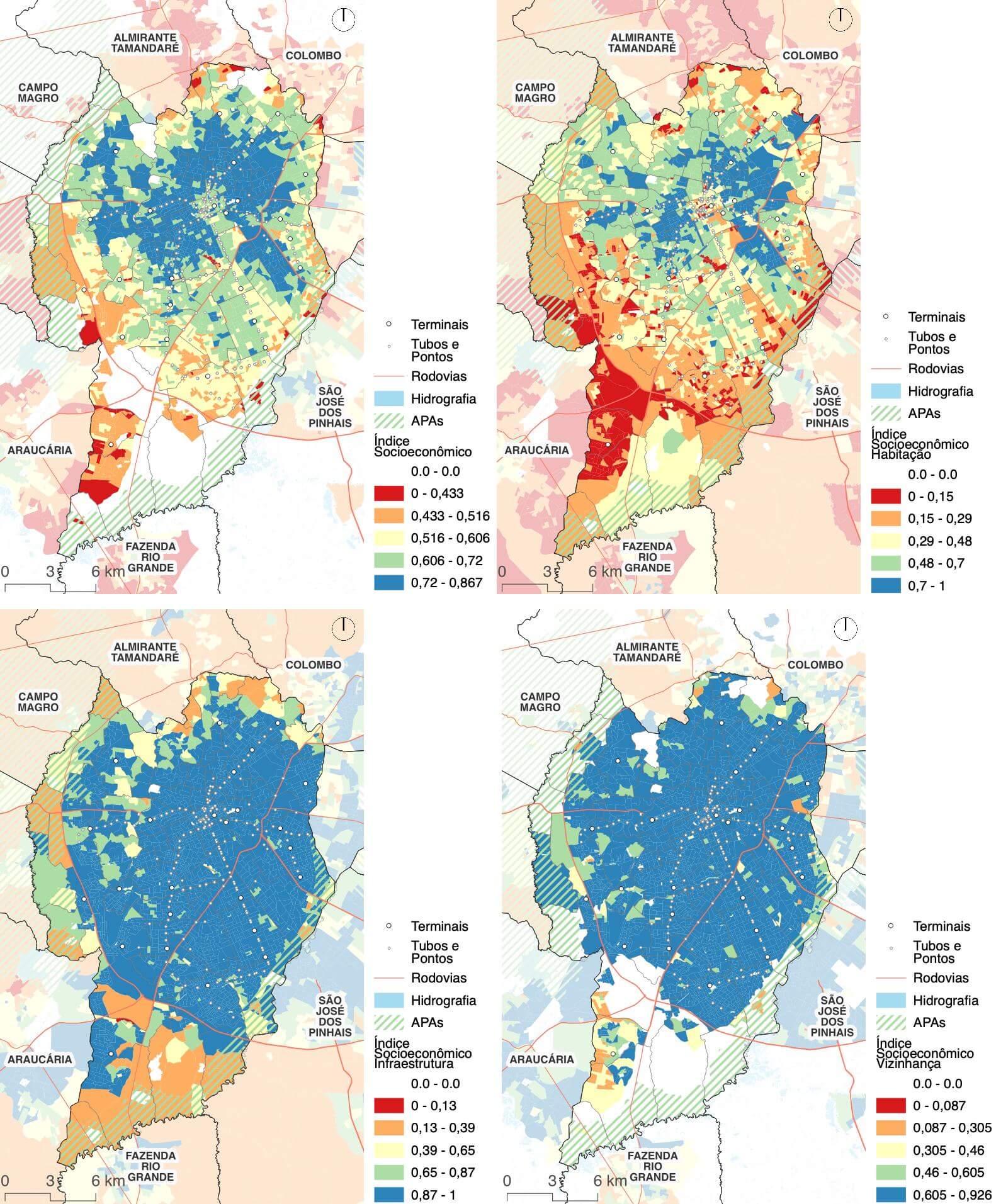Índice Socioeconômico no NUC - Renda, Educação, Habitação, Infraestrutura e Vizinhança - Dados do IBGE 2010