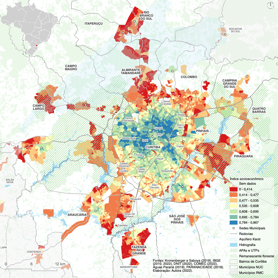 Índice Socioeconômico em Curitiba - Renda, Educação, Habitação, Infraestrutura e Vizinhança - Dados do IBGE 2010